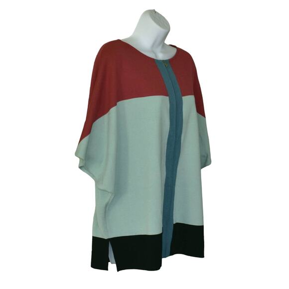 A8 Auth ST JOHN Milano Knit Colorblock Batwing Zip Up Cardigan Sweater Sz M $350 - Picture 4 of 9